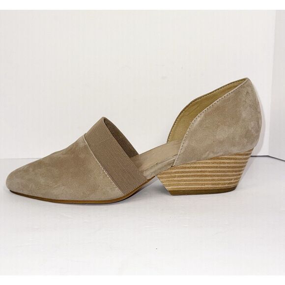 Eileen Fisher Hilly d’Orsay Pump Tan Suede Pointed Toe Wedge Slip On Neutral 7.5 - Picture 11 of 16